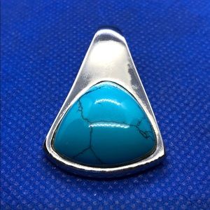 Silver and green pearl looking pendant